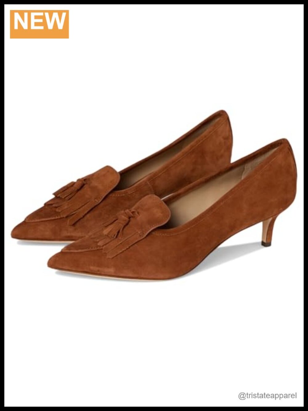 Suede Kiltie Pumps Leather Low Heel Business Casual Pull-On
